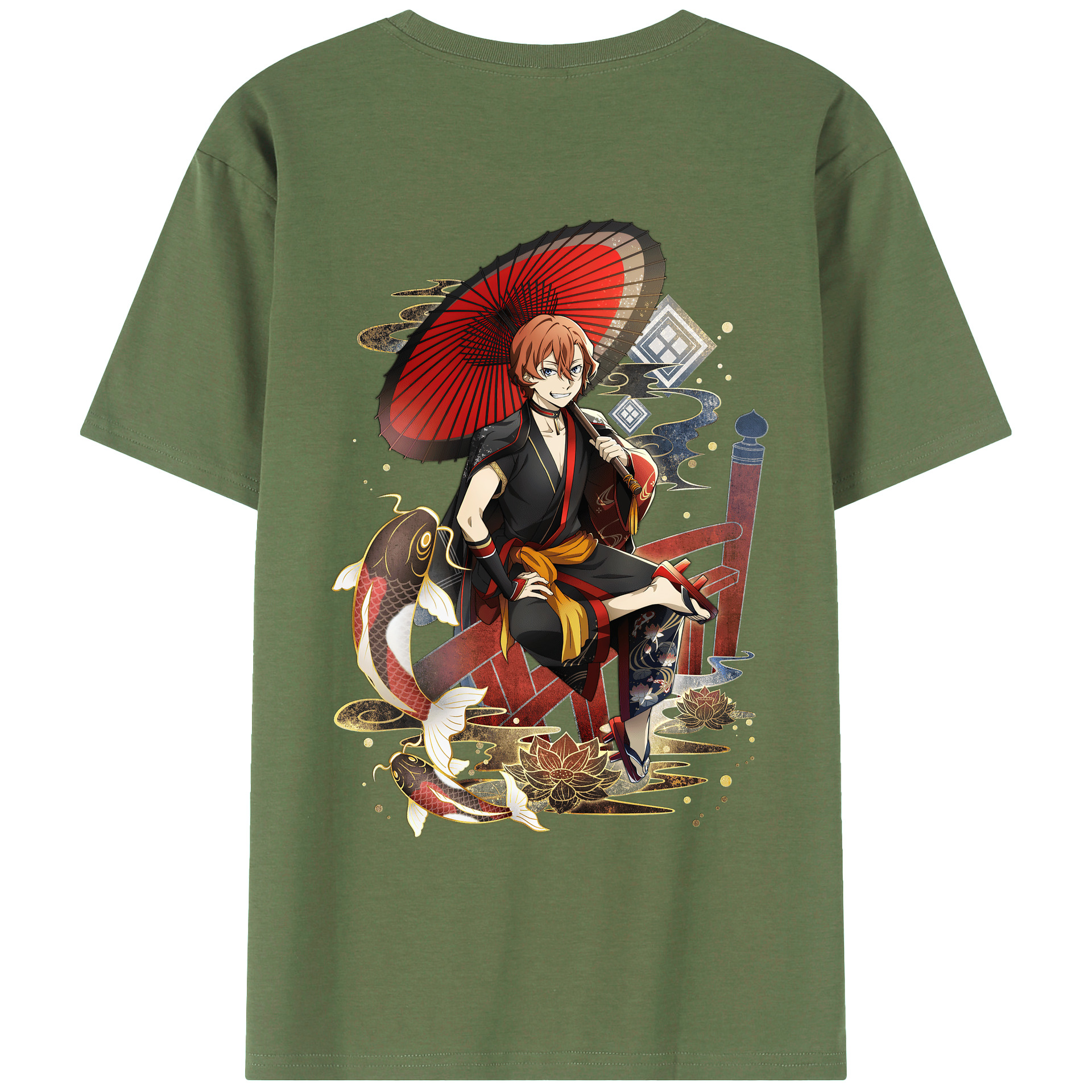 （画像用） 文豪ストレイドッグス Bungo Stray Dogs 綿100％ メンズ半袖Tシャツ（バックプリント） 通気性